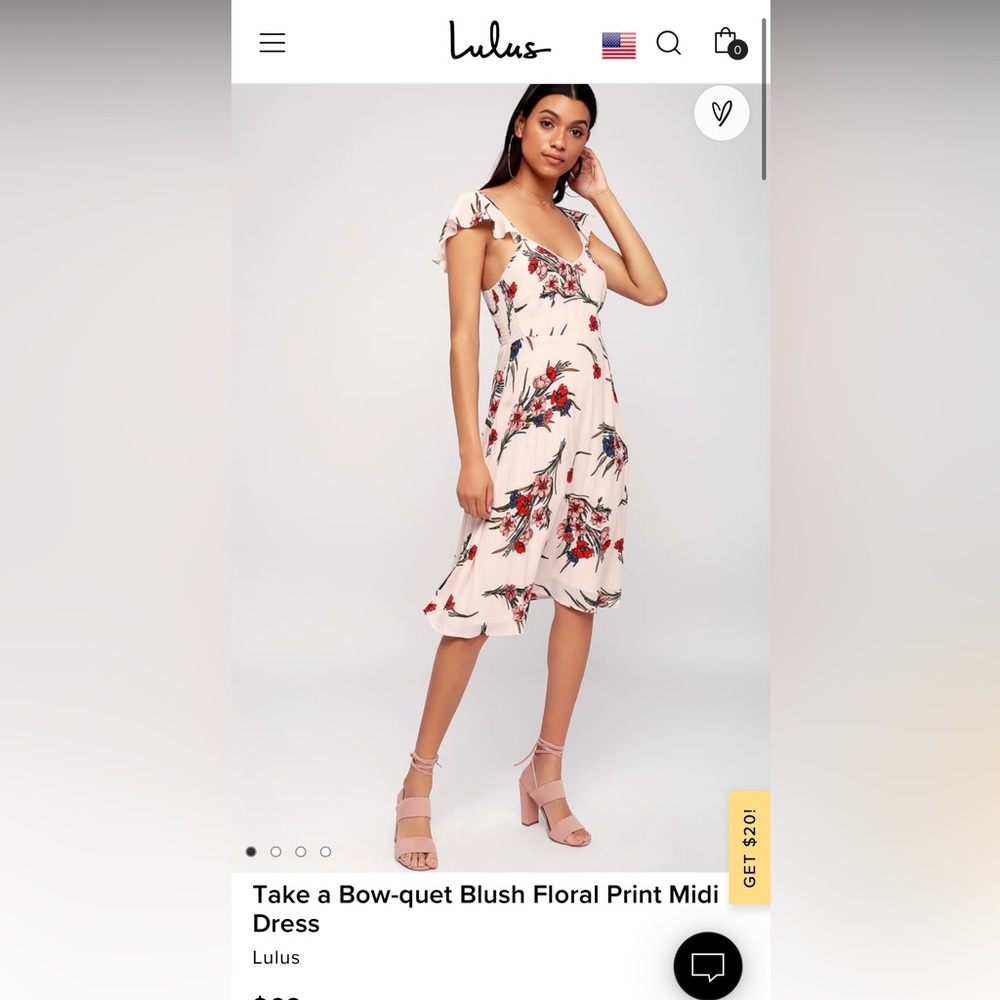 Lulus Take a Bow-quet Blush Floral Print Midi Dress